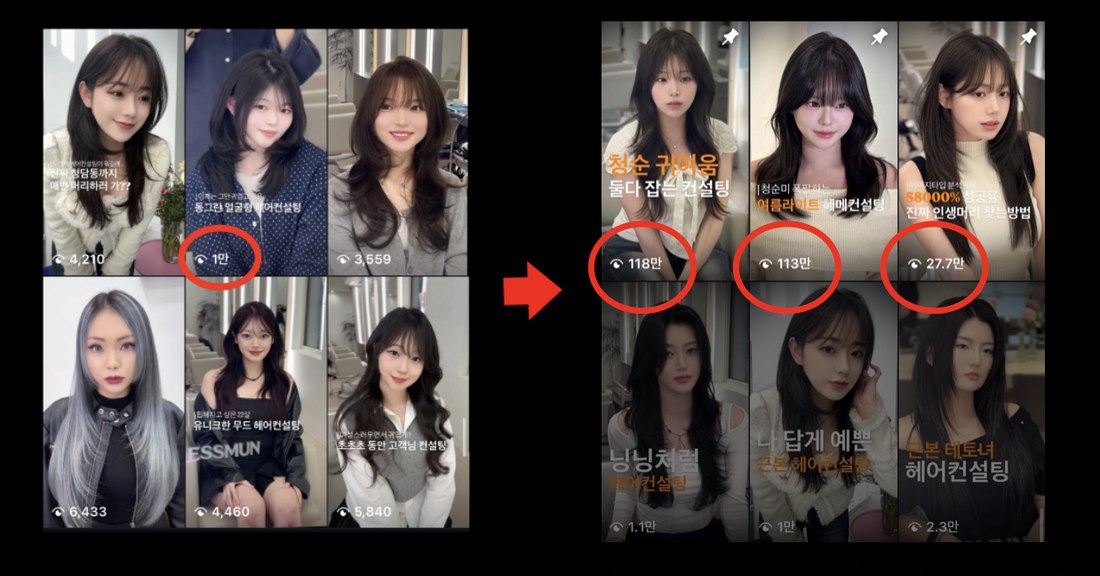조회수 비교 — 4천대에서 100만대로